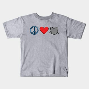 Peace Love Cats - Grey Kids T-Shirt